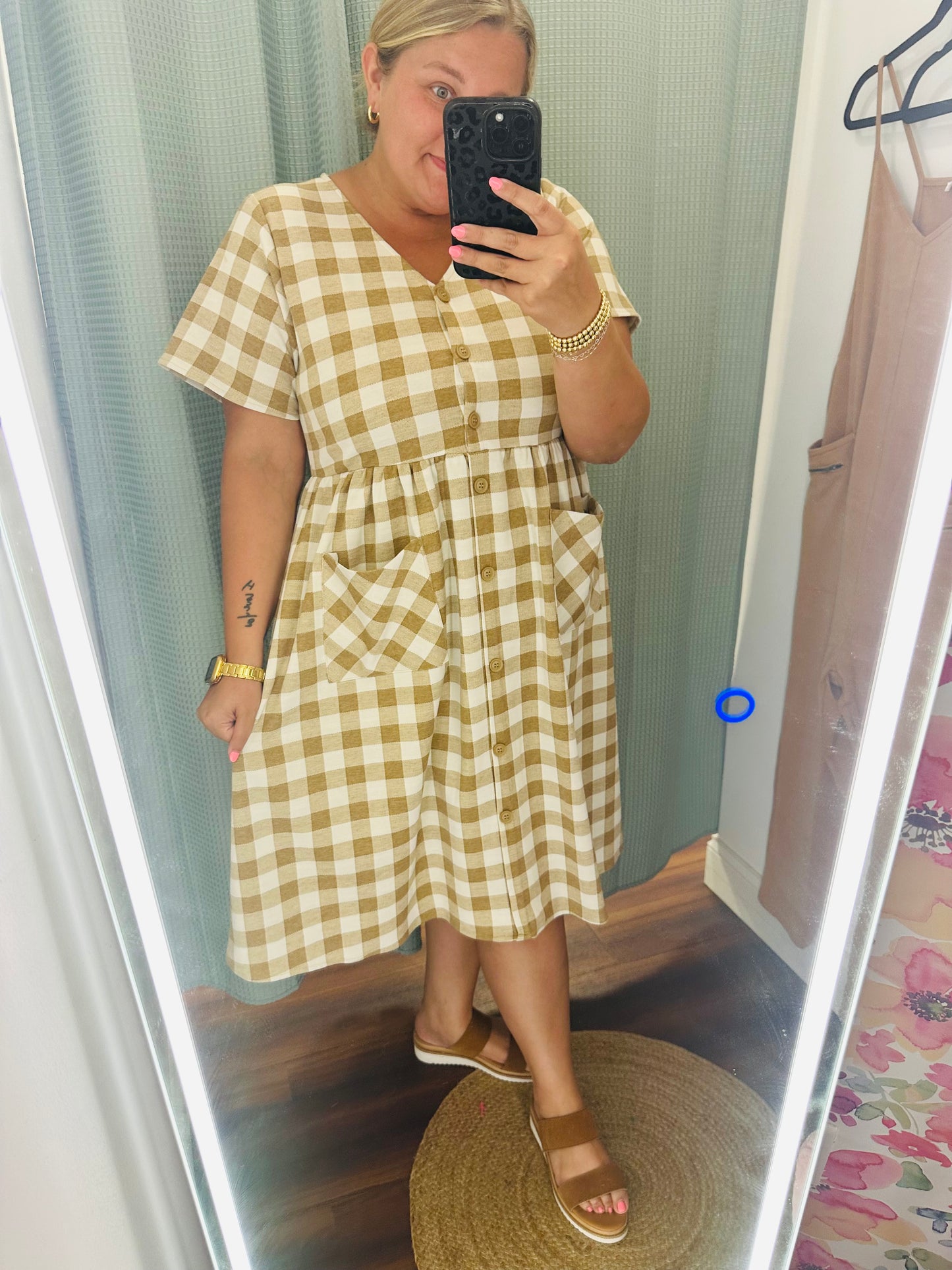 Retro Gingham Pocket Dress