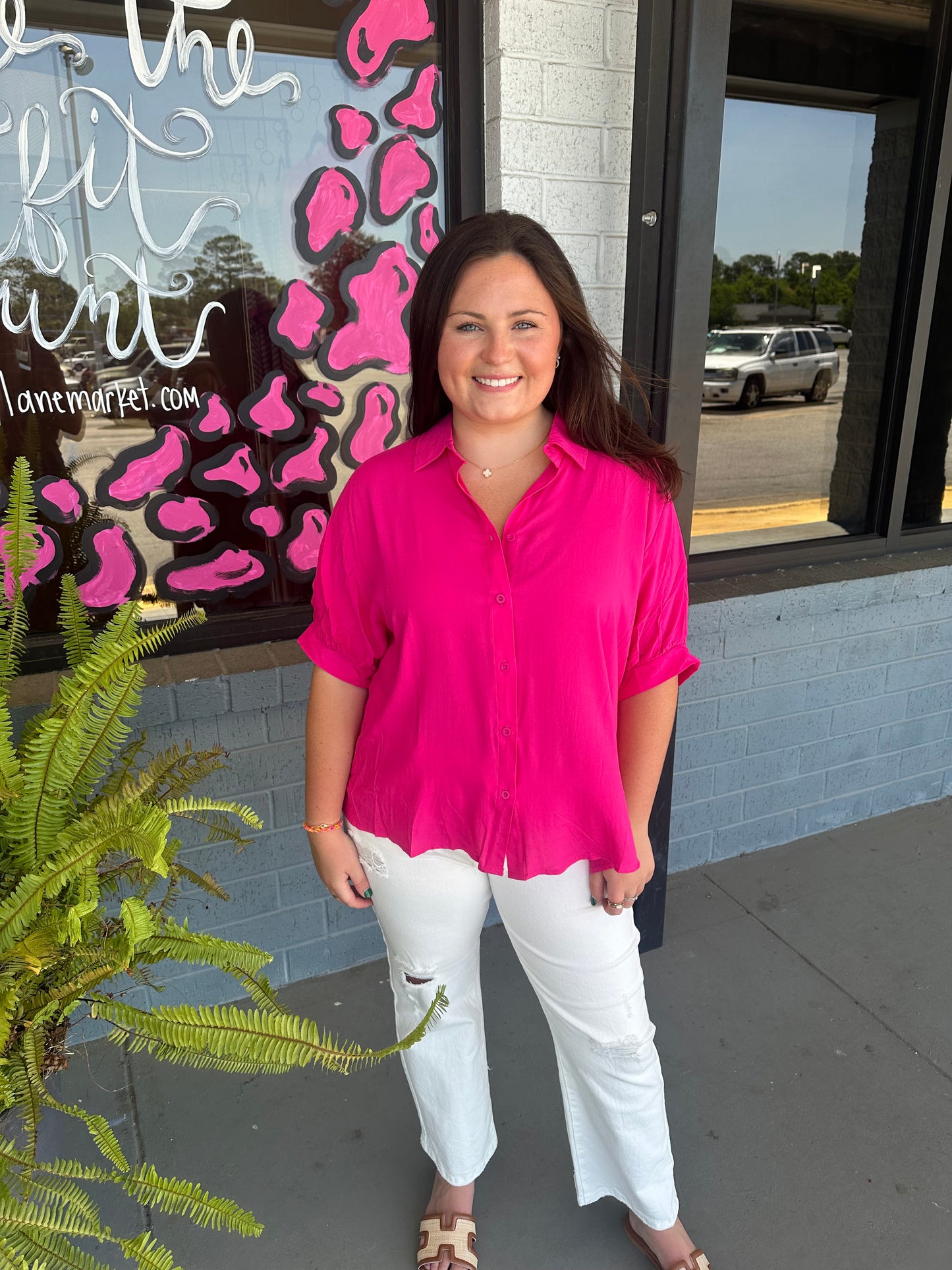 Rosey Pink Oversized Button Up