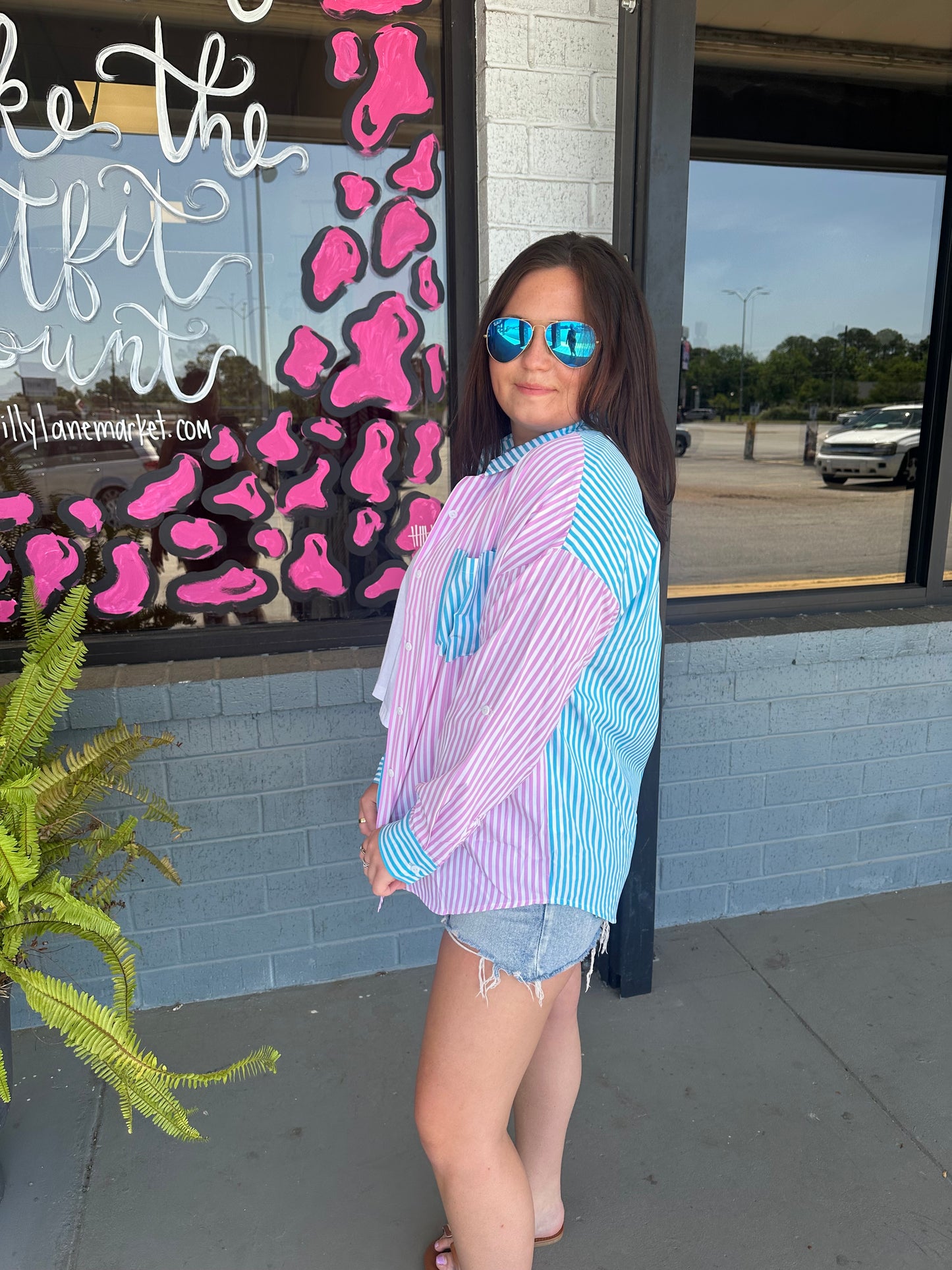 Candy Stripes Button Up Top