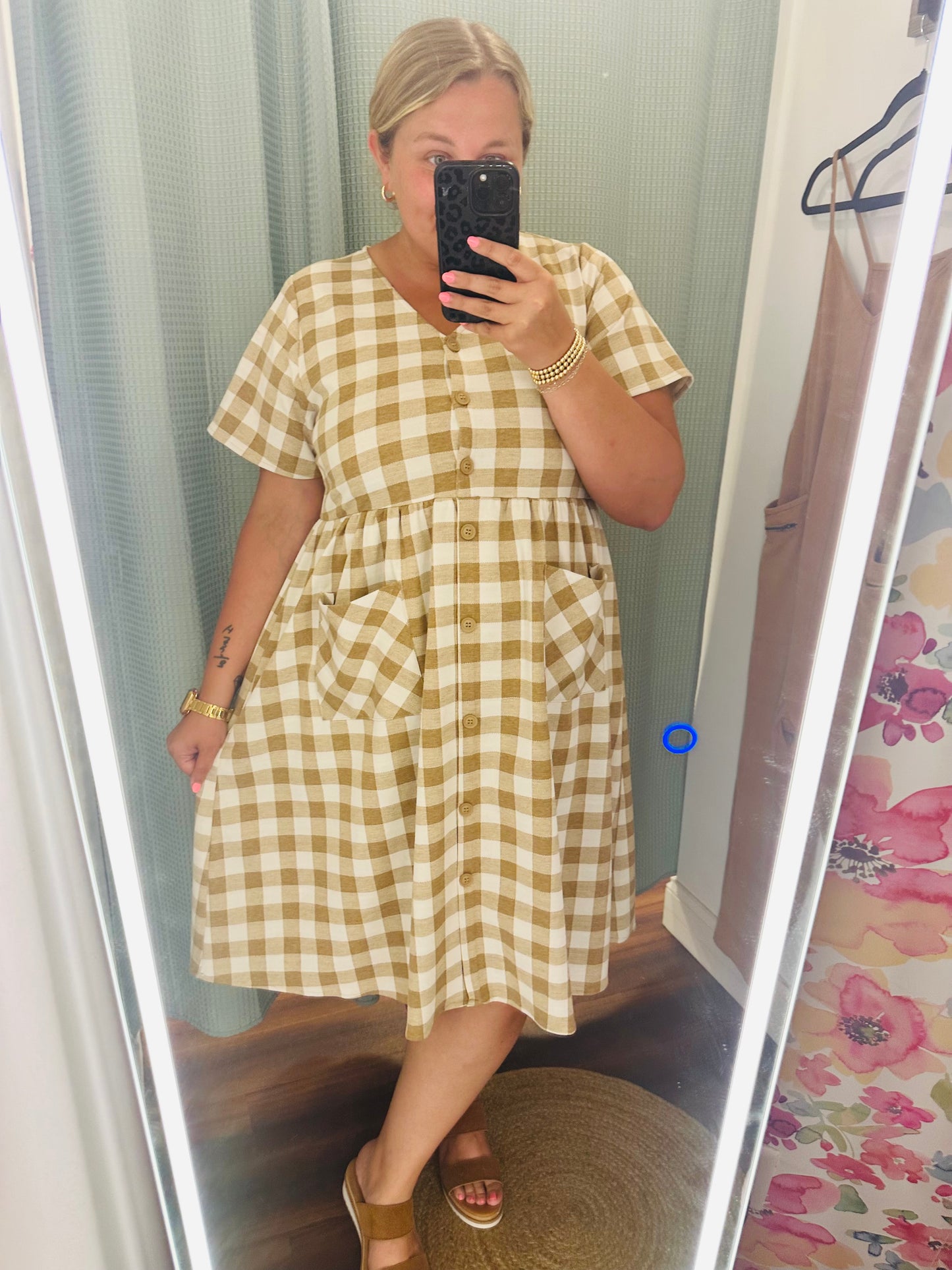 Retro Gingham Pocket Dress